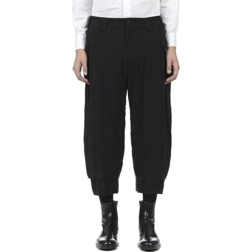 New mens clothing Hair Stylist Deconstruction loose casual pants male plus size stage Singer costumes