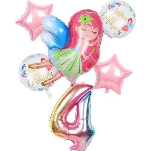 New little fairy girls balloons 32 inch number globos baby shower happy birthday party decoration wedding decoration