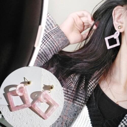 New Korean Fashion Retro Square Acrylic Cool Light Personality Beautiful Earrings for Women Gifts
