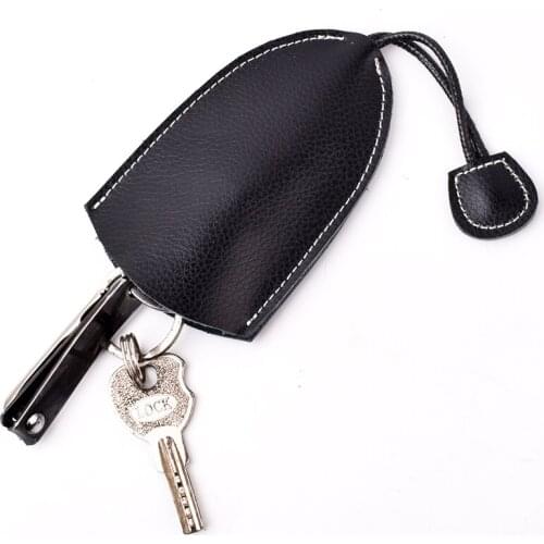 New Mini Keychain Wallets Fashion Pull-Out Triangle Car Key Holder Organizer Pouch Coin Purses Pouch Genuine Leather Key Case