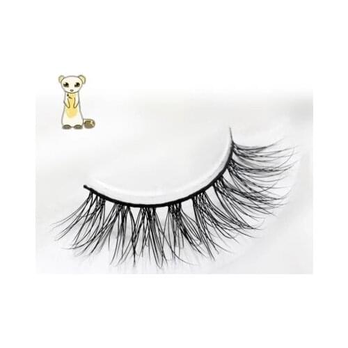 New style Real siberian 3D Mink Fur strip Cross false eyelash individual Eyelashes fashion fake makeup tool with glue sticker