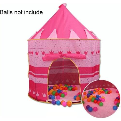 2 Colors Portable Foldable Tipi Play Tent Prince Folding Tent Children Boy Castle Cubby Play House Kids Gifts Outdoor Toy Tents