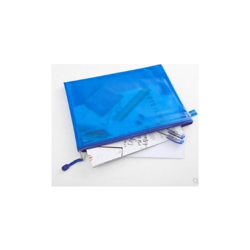 A4 conference materials file file bag thick color clip mesh double layer frosted zipper bag PVC document bag