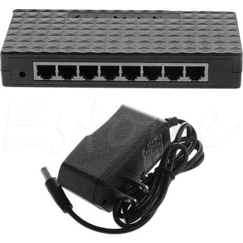 Tablet-8-Port RJ45 10/100/1000 Mbps Gigabit Ethernet Desktop US Plug Switch Network