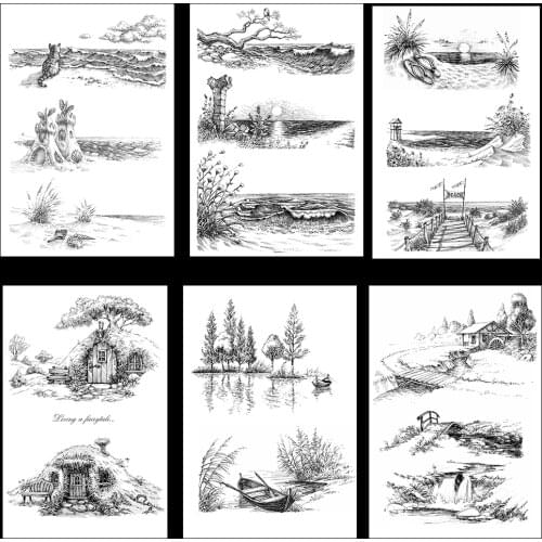 Tropical Beach/Tree House Clear Stamps New 2021 Rubber Silicone Seal for DIY Scrapbooking Card Making Album Decoroation Crafts