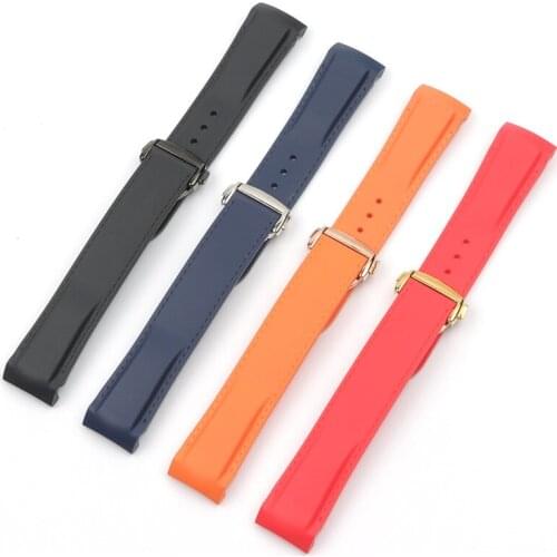 20mm 22mm Curved End Rubber Silicone WatchBand For Omega Watch Strap Seamaster Ocean 232 007 Bracelet Butterfly Buckle Tools