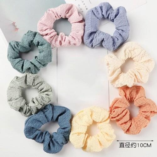 1PC Blue Series Scrunchies Ponytail Holder Polka Dot Plaid Daisy Print Hair Rope Elastic Hair Rubber Band Stretchy Hair Ties