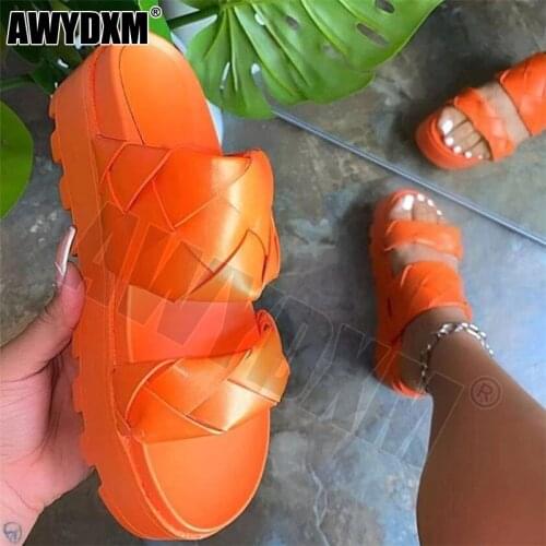 Women Sandals 2021 New Woman High Heels Summer Wedge Platform Slippers Women Shoes Fashion Casual Dress Flip Flops Female Pumps