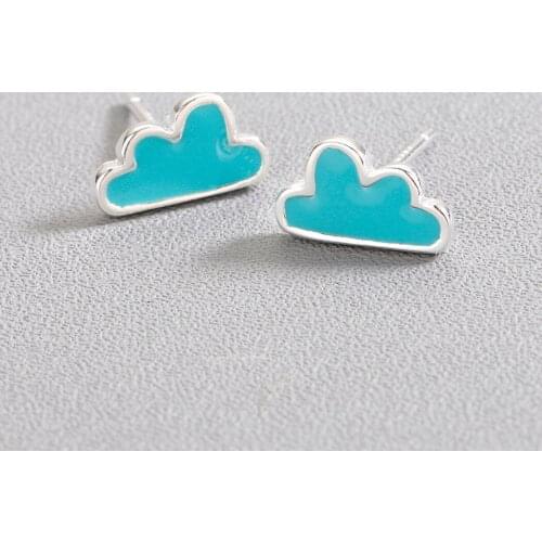 Cxwind Dip Oil Stud Earrings Bijoux For woman Girls Female Blue Cloud Stud Earring boucle d'oreille mujer Geomeric Ear Jewelry