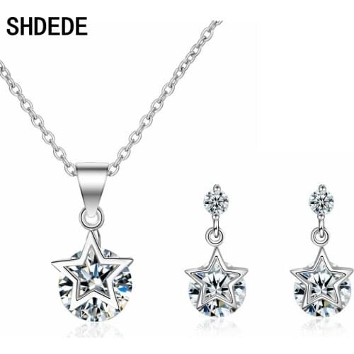 SHDEDE Jewelry Sets For Women Necklace Earrings Embellished With Crystals From Swarovski Star Pendants Fashion Party Gift -X425