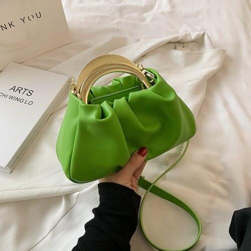 Chain Messenger Bag Women Handbags Summer Simple Folded Mini Cloud Bag PU Leather Crossbody Bags Designer Lady Travel Handbags