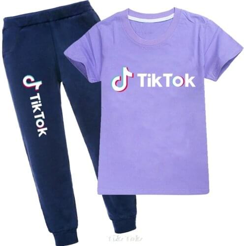 Tik Tok Boys T Shirt+ Pants Children Summer Autumn Outfits 2Pcs Sweatshirt Outer Coat Christmas Set