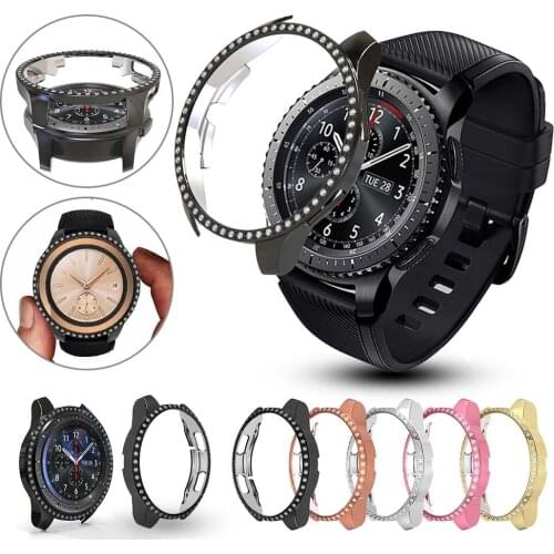 Women Diamond PC Screen Protector Case for Samsung Galaxy Watch 46mm 42mm Cover Light Bumper for Gear S3 Frontier Shell