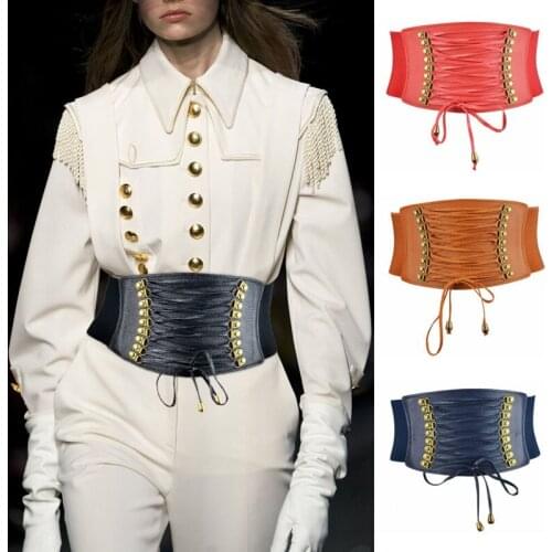 10cm Wide Dress Belt Strap Elastic Tassel Women Waist Belt PU Leather Ladies Coat Shirt Corset Belt Female Waistband