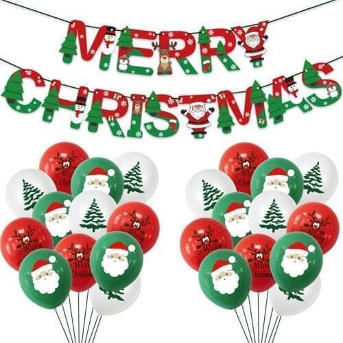1Set Santa Claus Snowman Christmas Latex Balloons Merry Christmas Banners Xmas New Year Party Decoration Supplies
