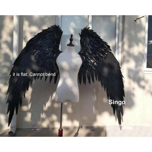 1PCS Large Black Devil Angel Wing Cosplay White Bendable Feather Fairy Wings Costume Cartoon Accessories Toy Gifts