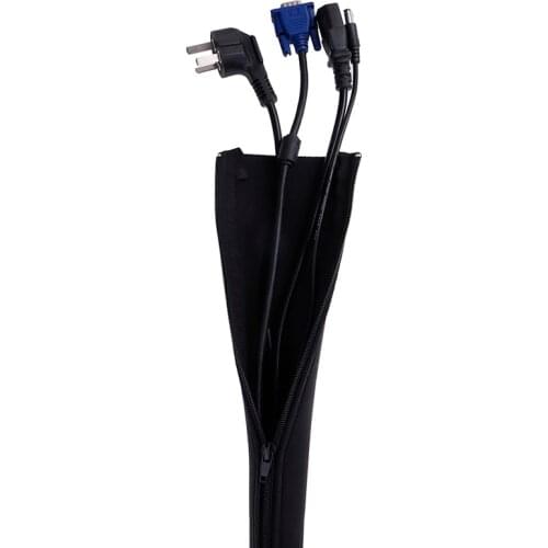 1Pc DIY Neoprene Cable Management Sleeve Zipper Wrap Wire Hider Cover Organizer