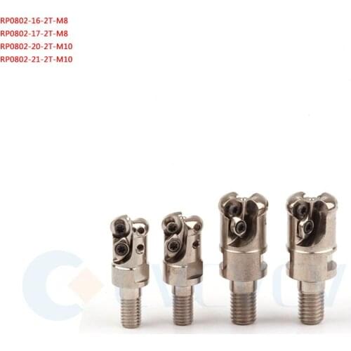 1Pc RP0802 CNC Lathe Fine Milling Round Stand up Milling Cutter Head Split Adaptation RPMW0802 Carbide Blade Cutting Shock Small