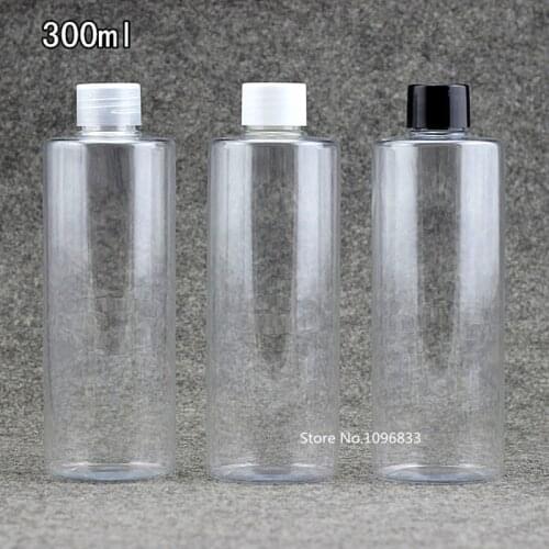 10Pcs Cheap Clear Refillable Plastic Bottle with Lid Cap Plastic Sampling Bottle Transparent Container Bottle For Shampoo 300ml