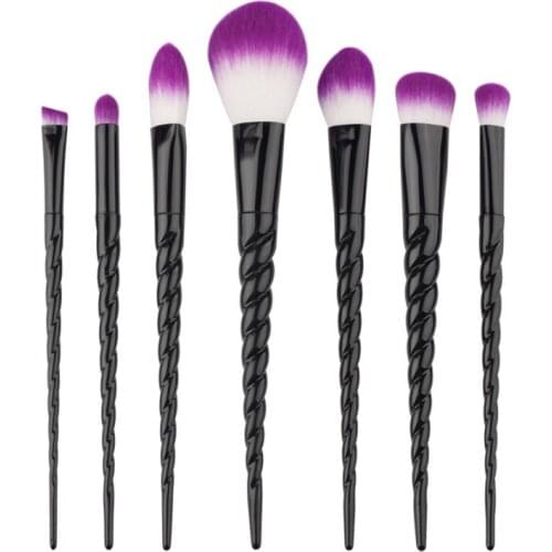 10pcs Makeup Brushes Set Black Spiral Handle Contour Base Powder Eyeshadow Brushes Purple Hair Foundation Lip Nose Brushes