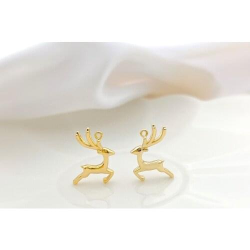 18K gold simple cute elk pendant DIY earrings necklace jewelry bracelet accessories homemade jewelry materials 4pcs