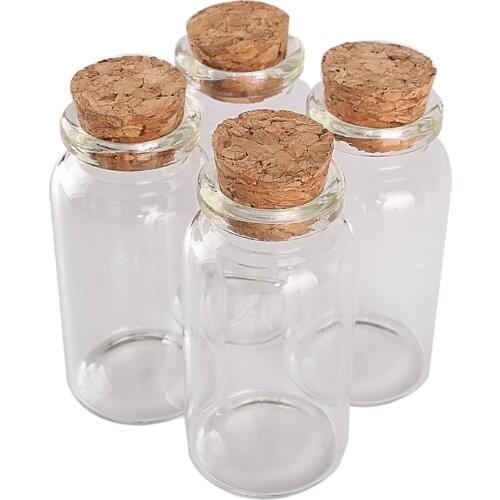 24pcs 30*60*17mm 25ml Mini Glass Wishing Bottles Tiny Jars Vials With Cork Stopper wedding gift