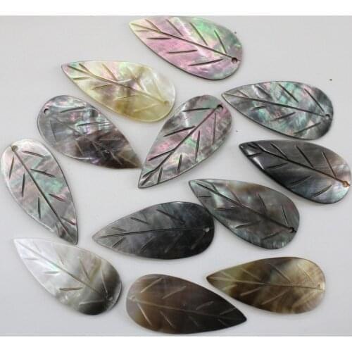 Natural Shell Handmade carved the Leaves Charms pendant for diy Jewelry making necklace Earrings Accessories Parts 30PCS