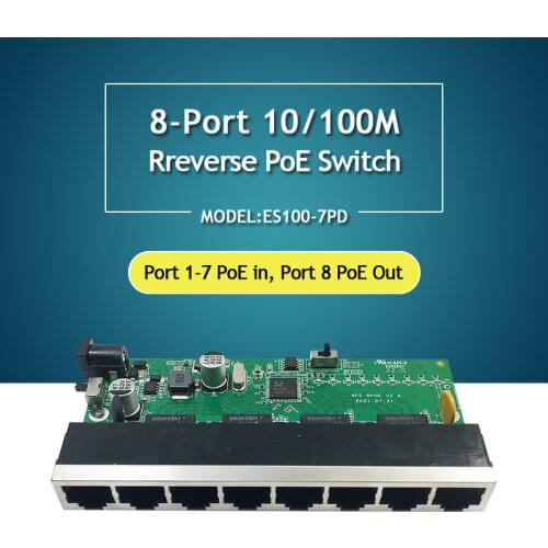 8 port 10/100M Ethernet reverse poe switch plus vlan 8 reverse switch pcb board Port lightning protection