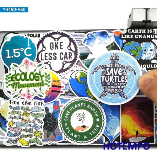 50pcs Green Ecological Environmental Protection Love Earth Style Stickers for DIY Mobile Phone Laptop Luggage Art Decals Sticker
