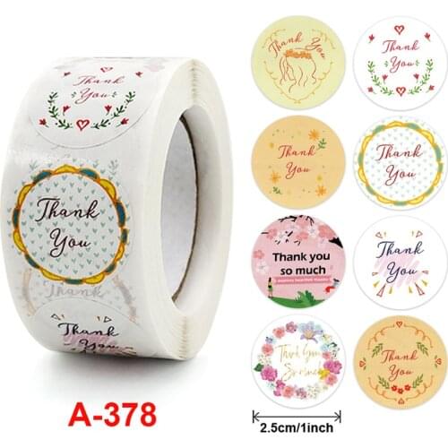 Floral Thank You Stickers Roll 500-Count Stickers Round for Wedding Birthday Party Favors Holiday Celebration Decor JR Deals