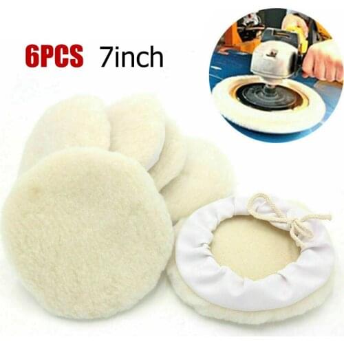 6Pcs 7 Inch Wool Bonnet Buffing Wheel Buffer Polishing Pad 180mm Car Hood Polisher Pad For Electric Polishing Machine