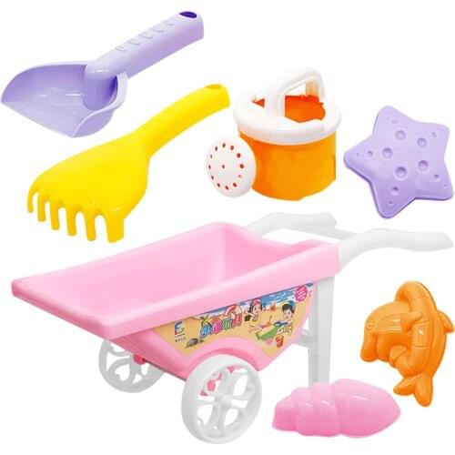 7PCS/ Set Beach Sand Toy Kits Children Kids Playing Sand Snow Tool Set Sand Snow Shovel Mini Cart Mold Sets Summer Beach Toys