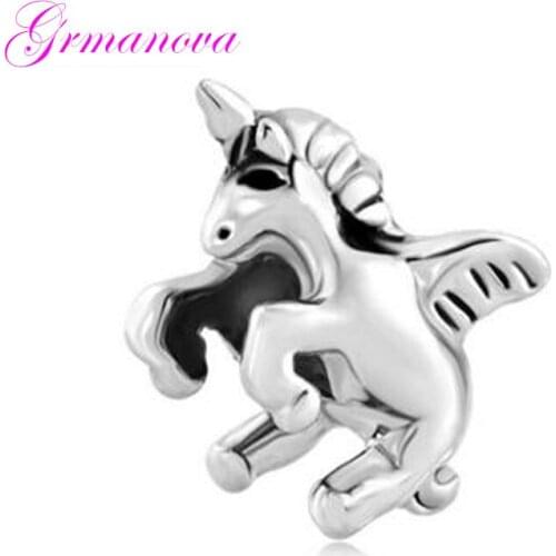 Unicorn charm beads swan handmade DIY jewelry making accessories amulet Fit Pandora Bracelet Necklace