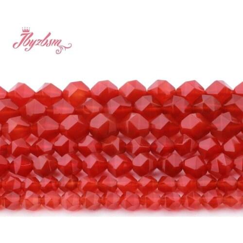 High Quality Natural Agate Faceted Red Loose Stone Beads For DIY Necklace Bracelet Earring Jewelry Making Strand 15" 6/8/10mm