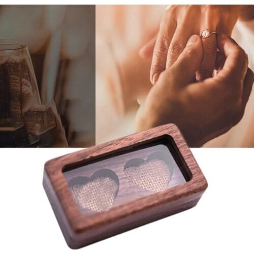 Wood Jewelry Box Engagement Wedding Ceremony Ring Storage Portable Ring Holder Rustic Wedding Ring Box