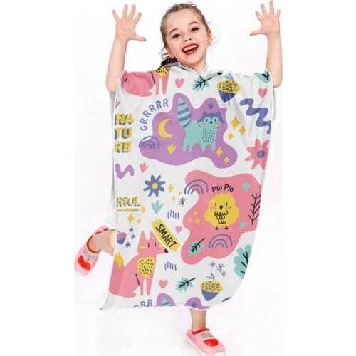 New Printed Cartoon Children Hooded Bath Towel Child Breathable Microfiber Beach Towel Cartoon Boy girl Both Towel gifts