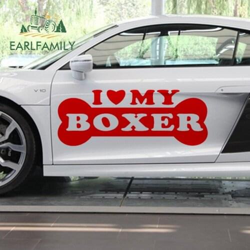 EARLFAMILY 58cm x 21.75cm 2x I Love My Boxer (one For Each Side) Car Sticker Truck Door Window Side Rear Windshield Vinyl Decal