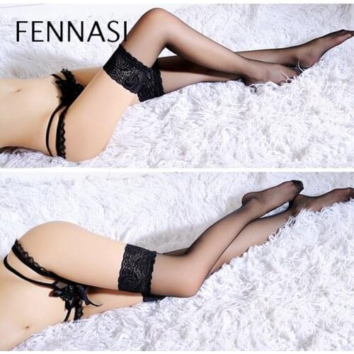 FENNASI Womens High Flexibility Sexy Suspender Lace Thigh Stockings In Knee Uniform Seduction Pantyhose