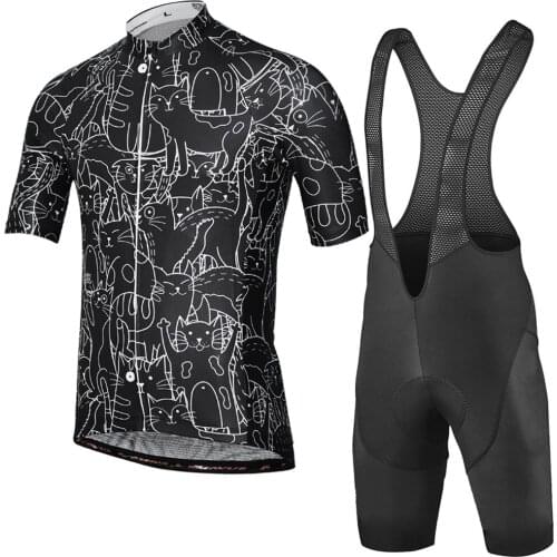 Classic Retro Black Cat Summer Short Sleeve Pro Team Cycling Jersey Set Breathable MTB Bike Wear Clothing Maillot Ciclismo