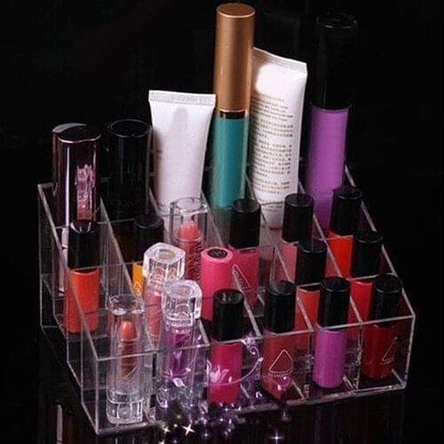 Hot 24 Grid Acrylic transparent and beautiful Makeup Organizer Storage Box lipstick Nail Drill polish organizer Cosmetic Box Hol