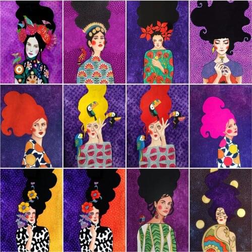 HUACAN Oil Painting Flower Girl Drawing On Canvas HandPainted Art Gift DIY Pictures By Number Colored Hair Kits Home Decoration