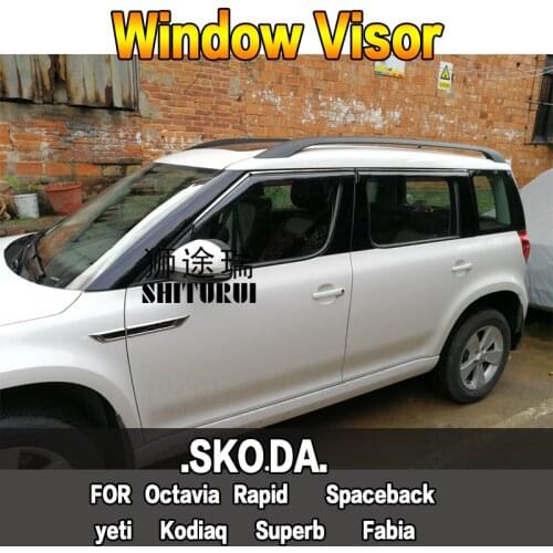 SHITURUI Window Visor Vent Sun Rain Deflector Guard For SKODA Octavia Sedan Rapid Sedan Spaceback yeti Kodiaq Superb Fabia