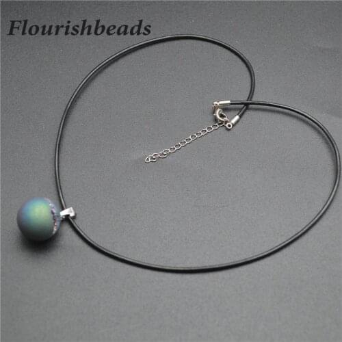 Colorful Druzy Geode Agate Rainbow Gemstones Round Ball Shape Star Pendants Necklace Smiling Face Line Stone Jewelry Girl Party