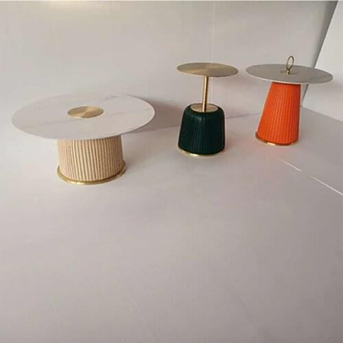 Light luxury rock board coffee table combination stainless steel gold-plated designer small apartment simple modern Italian