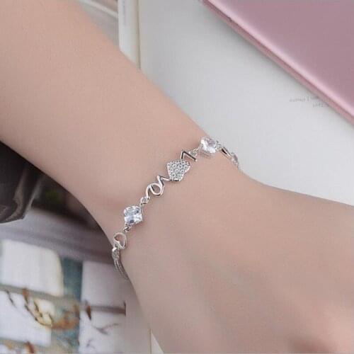 LUKENI Charm Crystal Heart Female Bracelets Jewelry Top Quality Silver 925 Girl Anklets For Women Lady Christmas Lovers Gift