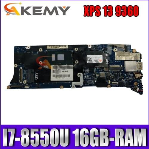 CN-0MJ08X 0MJ08X MJ08X For Dell XPS 13 9360 Laptop Motherboard CAZ70 LA-F051P With SR3LC I7-8550U CPU 16GB-RAM 100% Fully Tested