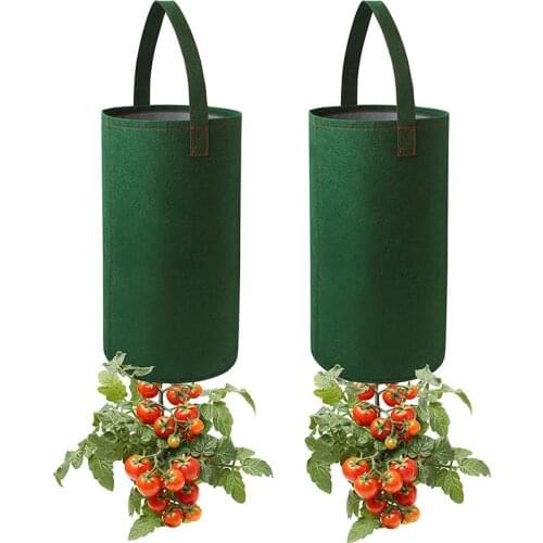 2Pcs Felt Hanging Tomato Grow Bag Upside Down Tomato Planter Multi-Function Strawberry Vegetable Flower Plant Grow Bag Plant Pot
