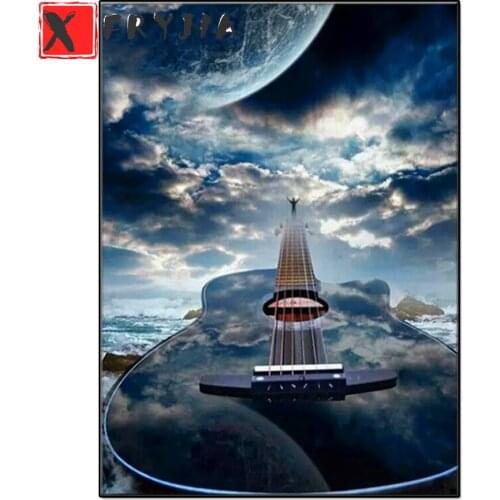 5D DIY Diamond Painting Kit Landscape Guitar Pictures Of Rhinestones full round square Diamond Embroidery Sky Mosaic Home Decor