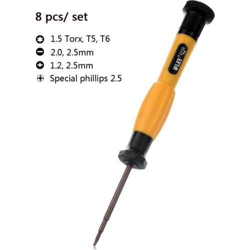 8 pcs/ set) Slotted Phillips Torx 1.2 1.5 2.0 2.5mm T5 T6 Screwdriver set Repair Tool Magnetic Tip Special Screw Driver