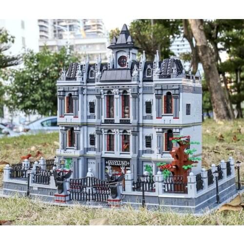 New 18K Arkham Large Asylum Lunatic Hospital Sanctum Sanctorum Building Blocks Bricks City Street Toys for Kids Christmas Gifts